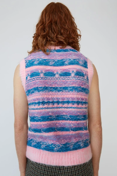 Shop Acne Studios Striped Jacquard Vest Bright Pink