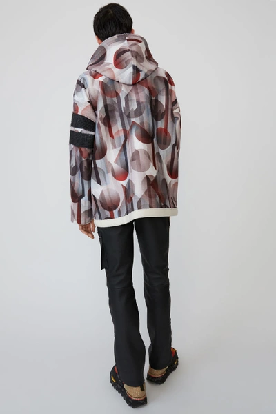 Shop Acne Studios Geometric-print Hooded Pullover Brown/white