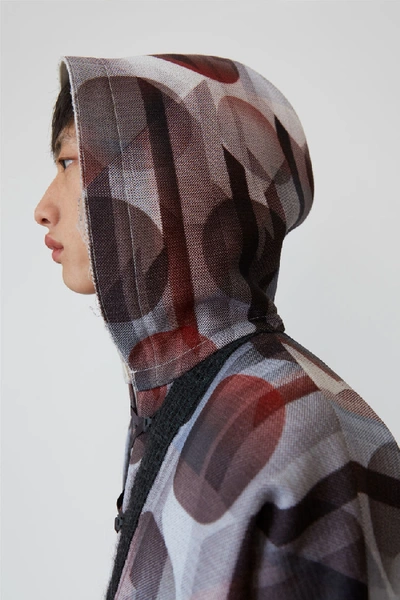 Shop Acne Studios Geometric-print Hooded Pullover Brown/white