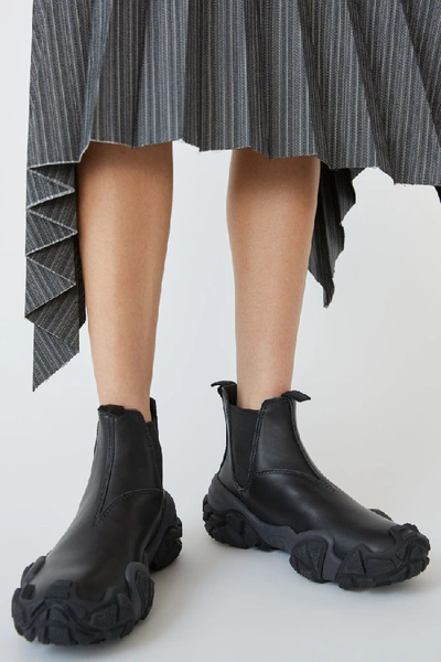 Shop Acne Studios Leather Ankle Boots Black