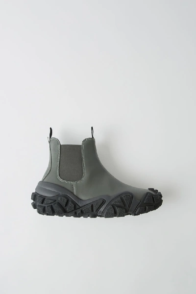 Shop Acne Studios Leather Ankle Boots Green/black