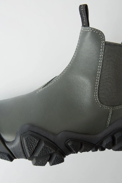 Shop Acne Studios Leather Ankle Boots Green/black