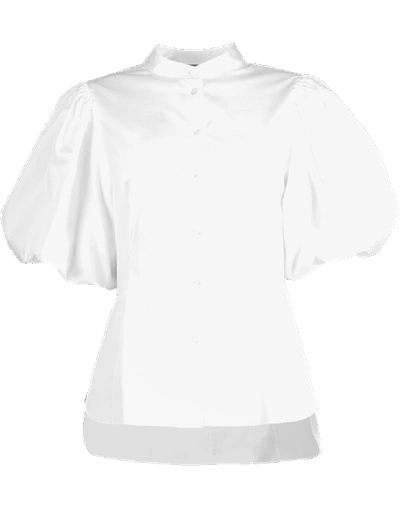 Shop Adam Lippes Puff Sleeve Blouse In White