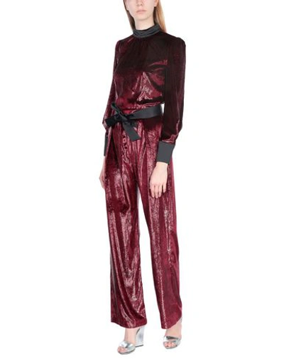 Shop Just Cavalli Woman Jumpsuit Burgundy Size 4 Polyester In Red