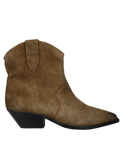 Shop Isabel Marant Velvet Washed Santiago Boots In Brown