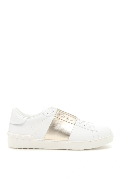 Shop Valentino Open Sneakers In Bianco Platino Bianco (white)