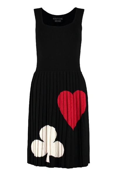 Shop Boutique Moschino Intarsia Knit-dress In Black