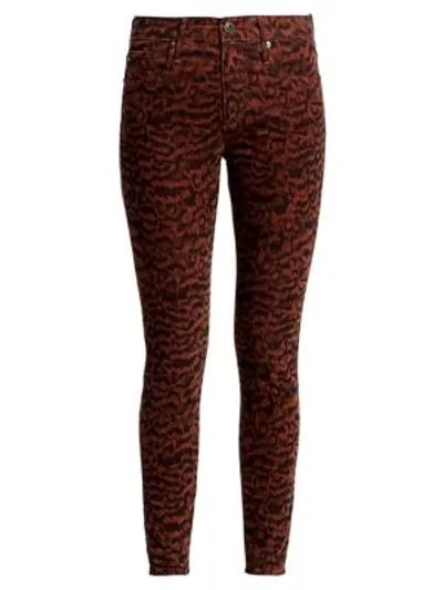 Shop Ag Farrah Print Corduroy Skinny Jeans In Crimson Black