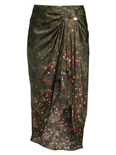 Shop Mother Of Pearl Emma Camo Floral Ruched Midi Skirt In Camo Print