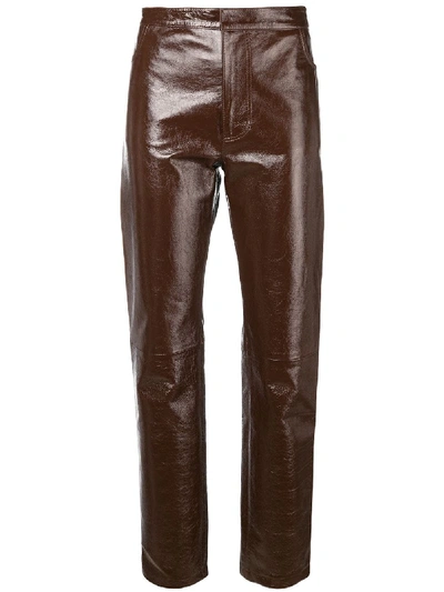 Shop Ami Alexandre Mattiussi Women's Patent Leather Pants In Brown