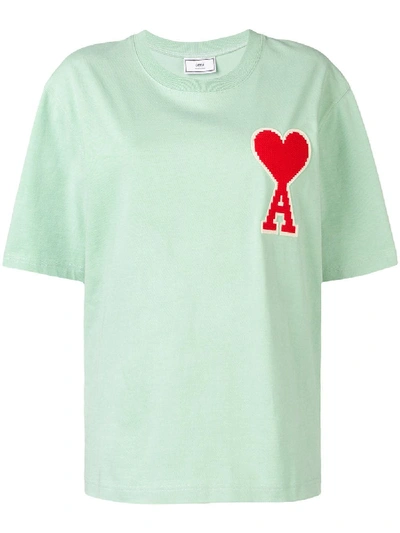Shop Ami Alexandre Mattiussi T-shirt With Big Ami Coeur Patch In Green