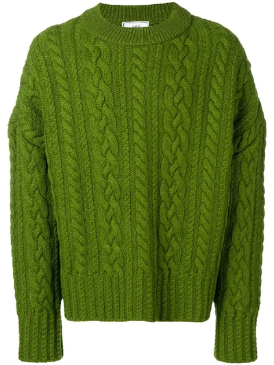 Shop Ami Alexandre Mattiussi Cable Knit Oversize Sweater In Green