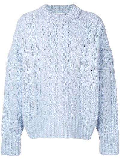 Shop Ami Alexandre Mattiussi Cable Knit Oversize Sweater In Blue