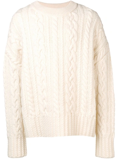 Shop Ami Alexandre Mattiussi Cable Knit Oversize Sweater In White