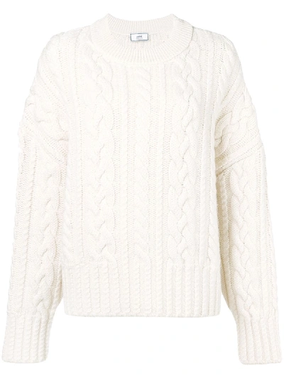 Shop Ami Alexandre Mattiussi Women's Crewneck Cable Knit Oversize Sweater In Neutrals