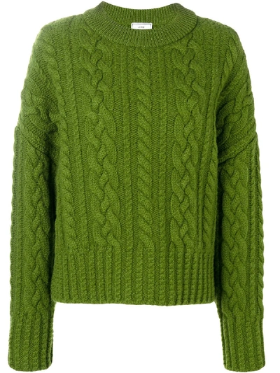 Shop Ami Alexandre Mattiussi Women's Crewneck Cable Knit Oversize Sweater In Green