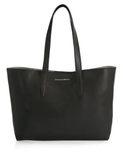 Shop Dolce & Gabbana Leather Tote In Black