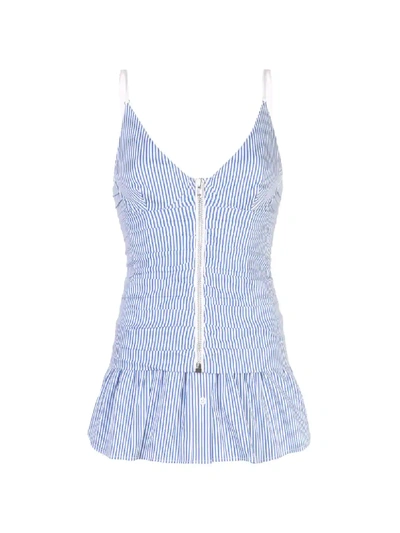 Shop Alexander Wang Ruched Zip Front Cami In Blue