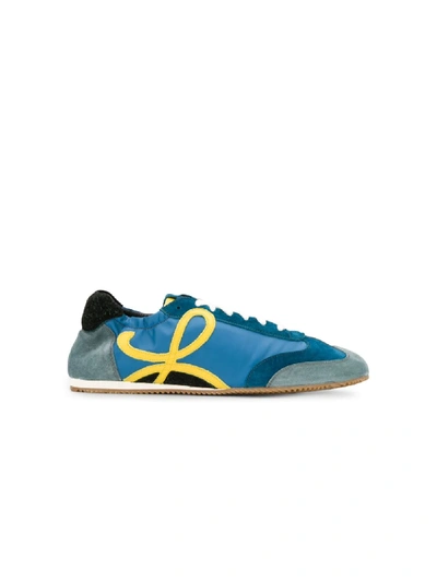 Shop Loewe Panelled Sneakers In Blue