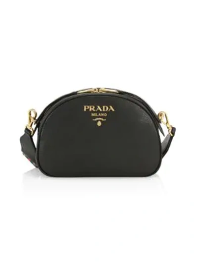 Shop Prada Bandoliera Leather Crossbody Bag In Black
