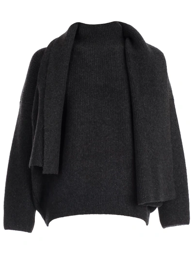 Shop Jacquemus Sweater L/s W/scarf In Grey