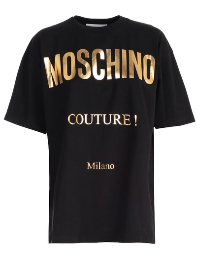 Shop Moschino T-shirt S/s W/logo In Fantasy Print Black