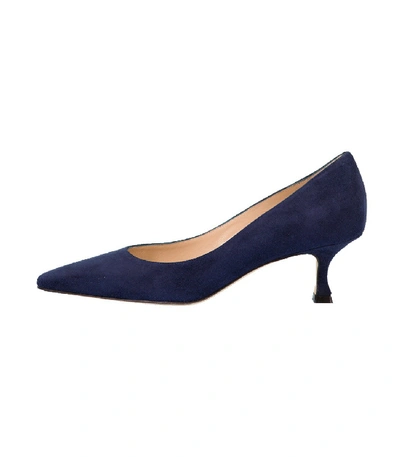 Shop Manolo Blahnik Srila Suede Pump In Navy