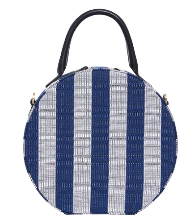Shop Mansur Gavriel Circle Crossbody In Blue And White
