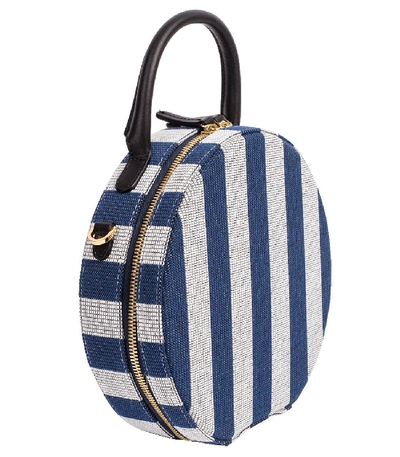 Shop Mansur Gavriel Circle Crossbody In Blue And White