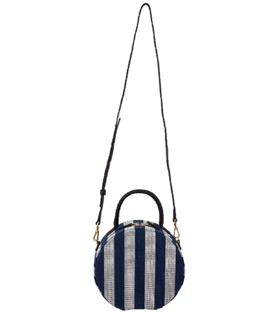 Shop Mansur Gavriel Circle Crossbody In Blue And White