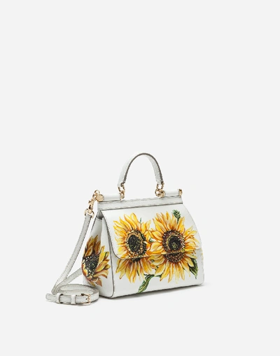 Shop Dolce & Gabbana Small Dauphine Calfskin Sicily Bag In Sunflower Print In Floral Print
