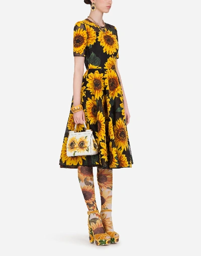 Shop Dolce & Gabbana Small Dauphine Calfskin Sicily Bag In Sunflower Print In Floral Print