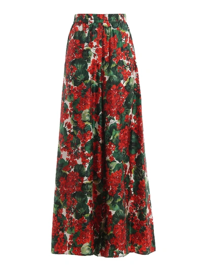 Shop Dolce & Gabbana Portofino Print Silk Palazzo Trousers In Red