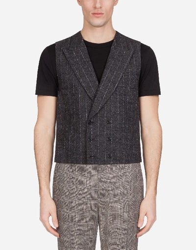 Shop Dolce & Gabbana Pin-stripe Wool Vest In Multi-colored