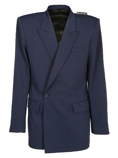 Shop Balenciaga Wrap Blazer In Navy