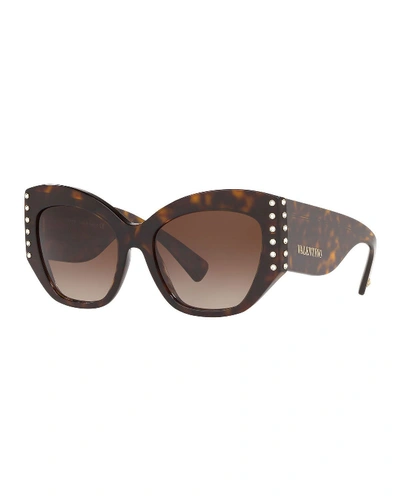 Shop Valentino Acetate Crystal-trim Butterfly Sunglasses In Black