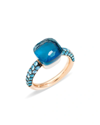 Shop Pomellato Nudo 18k Rose Gold & White Gold Topaz/turquoise Ring