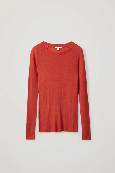 Shop Cos Long-sleeved Wool T-shirt In Orange