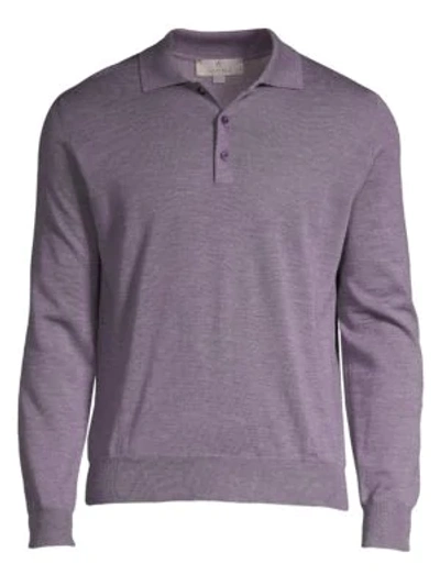Shop Canali Modern-fit Wool Polo Shirt In Purple