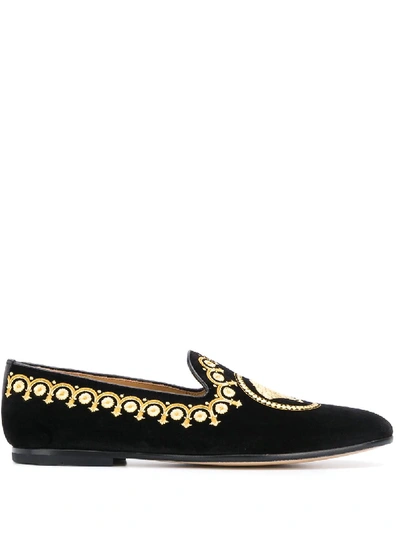 Shop Versace Medusa Head Loafers In Black