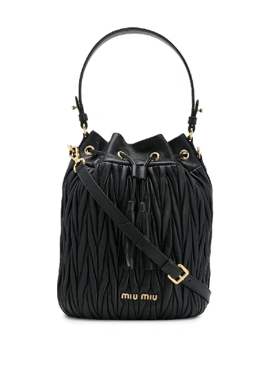 Shop Miu Miu Matelassé Bucket Bag In Black