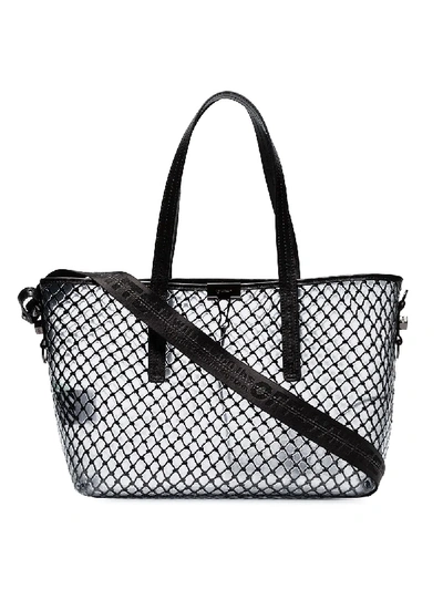 Shop Off-white Black Netted Pvc Leather Trim Tote Bag