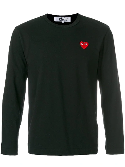 Shop Comme Des Garçons Play Heart Logo T-shirt In Black