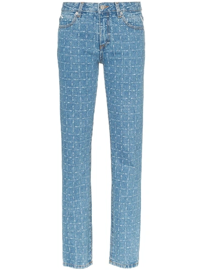 Shop Alyx Logo Print Jeans In Blue