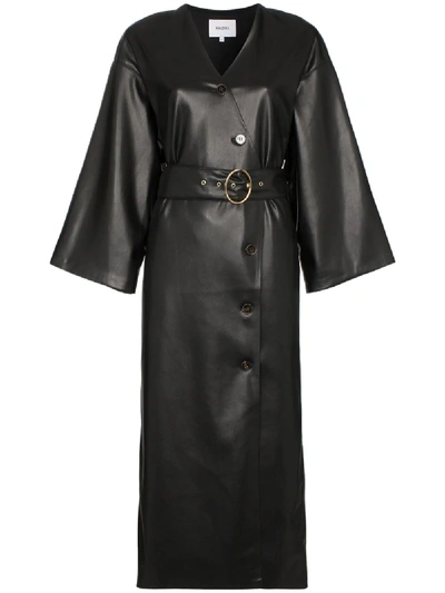 Shop Nanushka Iben Belted Midi Dress In Black