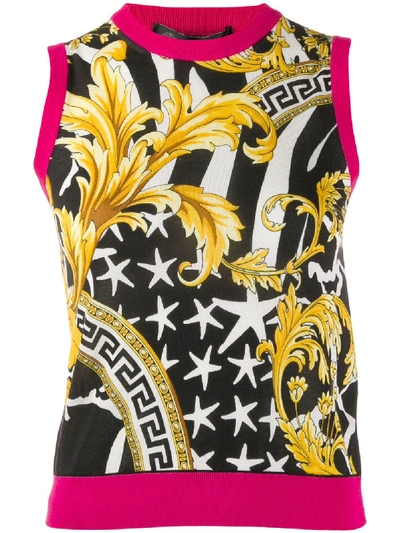 Shop Versace Baroque Print Vest In Black