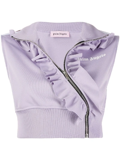 Shop Palm Angels Cropped Ruffle Track Vest In Purple