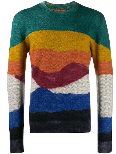 Shop Missoni Striped Jumper In Blue