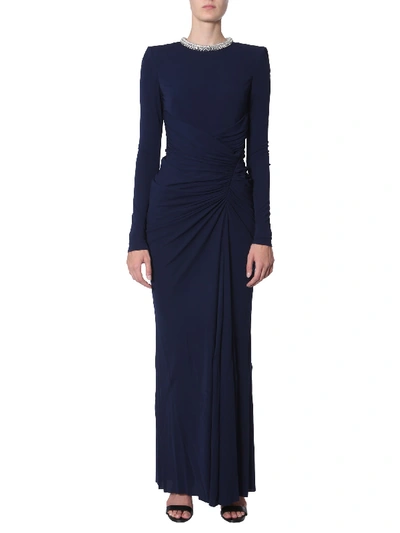 Shop Alexander Mcqueen Crystal Rope Evening Dress In Blu