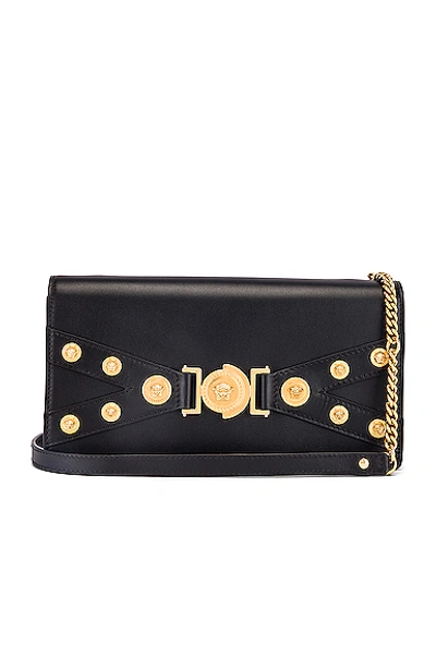 Shop Versace Tribute Shoulder Bag In Black In Black & Gold